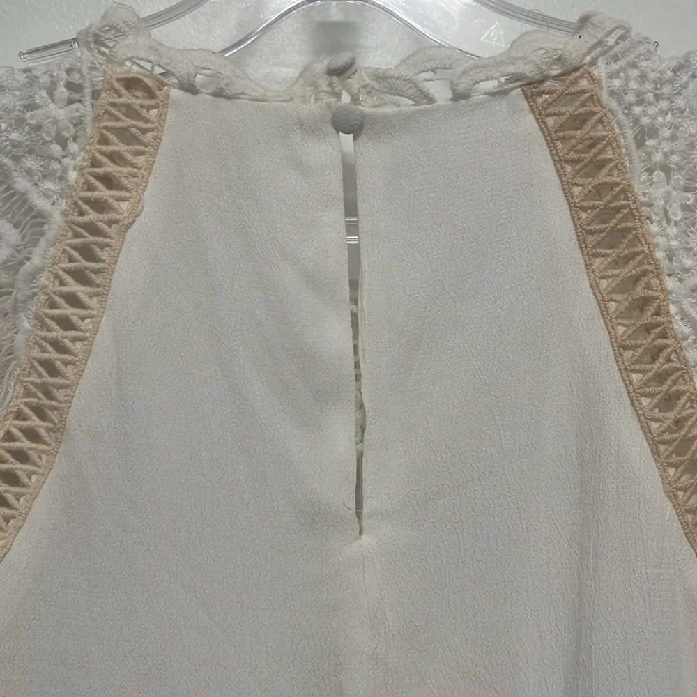 Anthropologie En Elly White Tan Lace Blouse Cottage Romantic Size XS - Picture 7 of 9